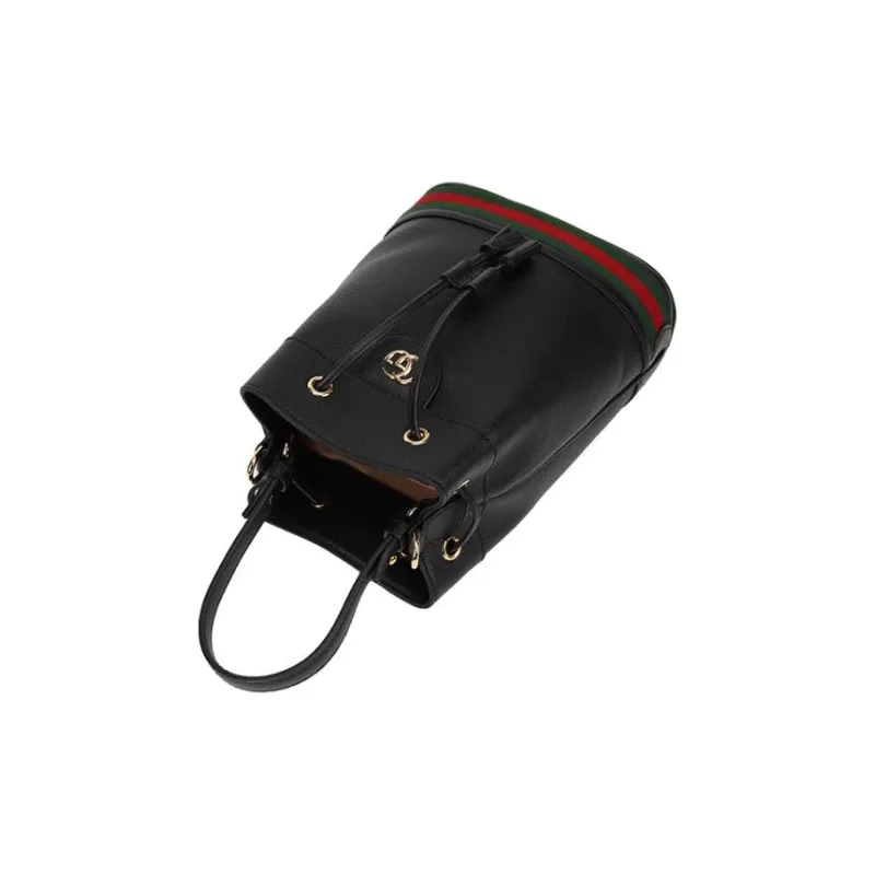 GUCCI Cow Leather Bucket Bags Shoulder Bag Crossbody Bag Handbag Small Size Women's Black-4