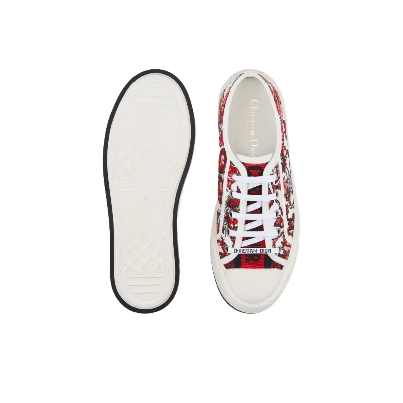 DIOR Walk'n'Dior Platform Shoes Low Top Skateboard Shoes Women's Red-4