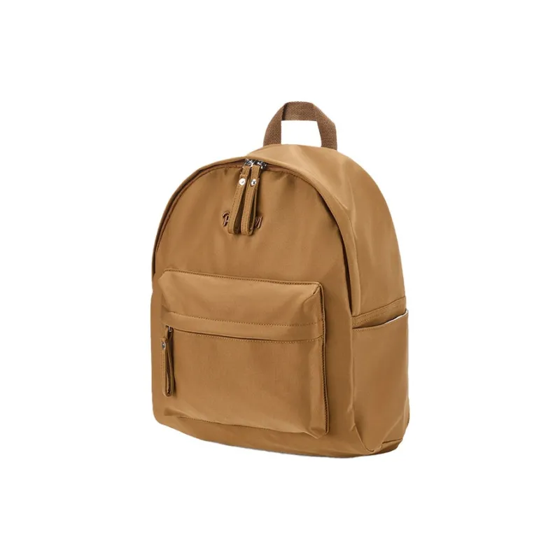 POY Nylon Fabric Backpack Medium Size Unisex Warm Brown Earth Tone-2