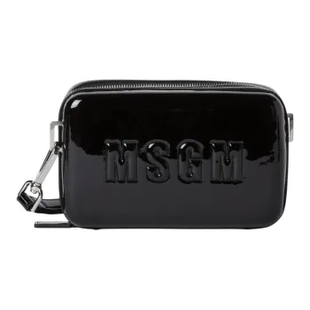 MSGM Hard Patent Leather Shoulder Bag Crossbody Bag Small Size Women's Black