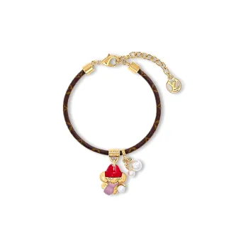 LOUIS VUITTON Canvas Metal Bracelets Women's Brown