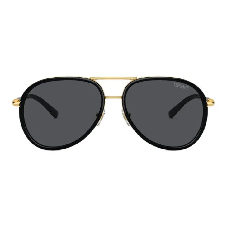 VERSACE Metal Aviator Sunglasses Unisex Black-1