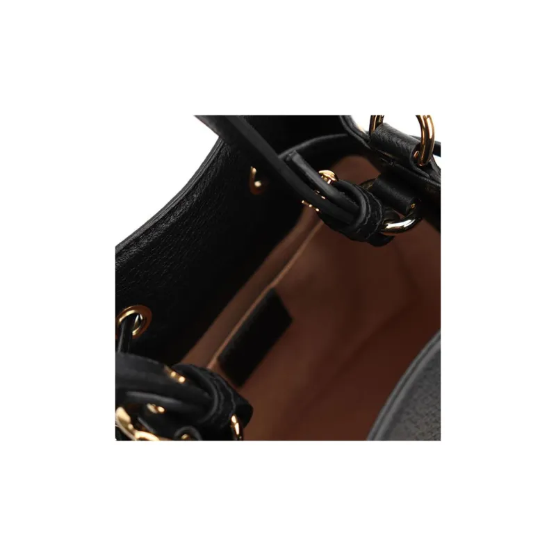 GUCCI Cow Leather Bucket Bags Shoulder Bag Crossbody Bag Handbag Small Size Women's Black-12