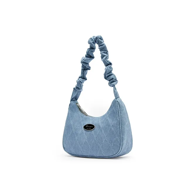 Champion Synthetic Leather Shoulder Bag Small Size Unisex Gray/Ink Blue/Ecru/Blue-1