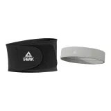 Black Waist Protector Belt[Triple Spring+Two Support Plates]+Light Gray Sports Headband