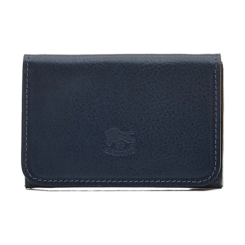 Il Bisonte Cow Leather Wallet, Card Holder Unisex Blue-0
