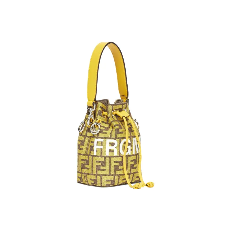FENDI FRGMT Junya Ito Collaboration Mon Tresor Cotton Bucket Bags Shoulder Bag Crossbody Bag Women's Yellow-1