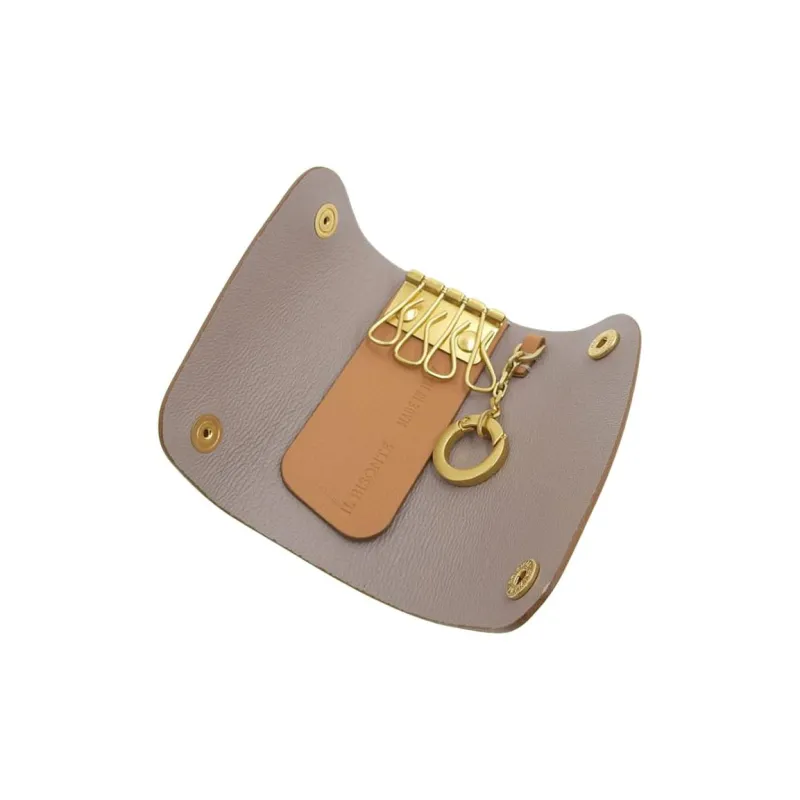 Il Bisonte Cow Leather Key Pouch Unisex Brown-4