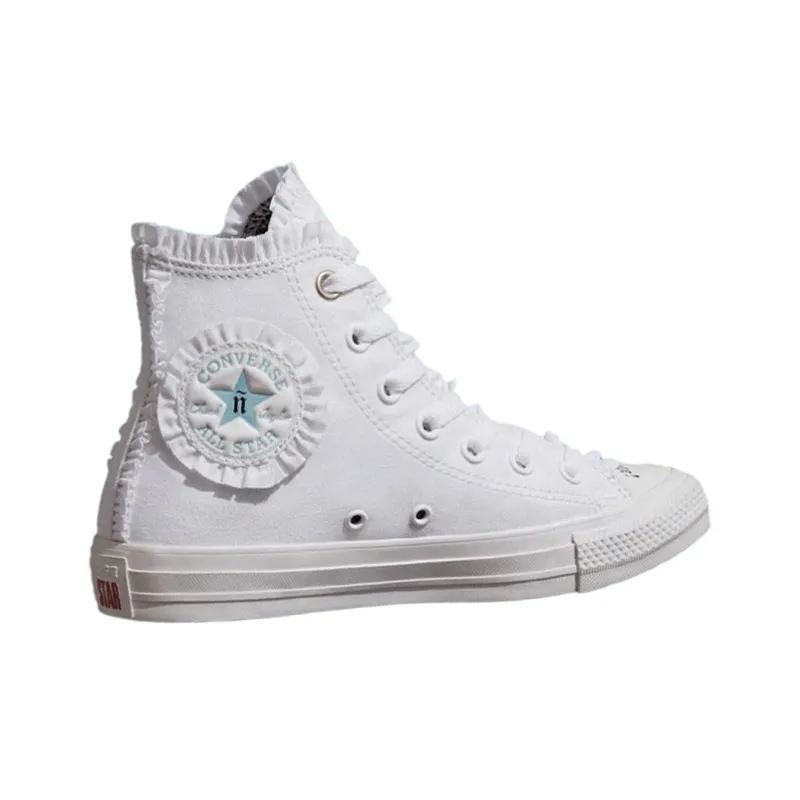 Converse Chuck Taylor All Star Anti-Slip Wear-Resistant High-Top Canvas Shoes Unisex Pure White-1