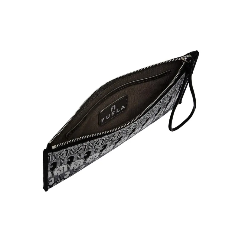 Furla Opportunity Fabric With Leather Clutch Women's Black & Gray-2