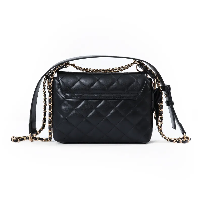 OTA Pu Small Square Bag Crossbody Bag Shoulder Bag Handbag Large Size Women's Black-2