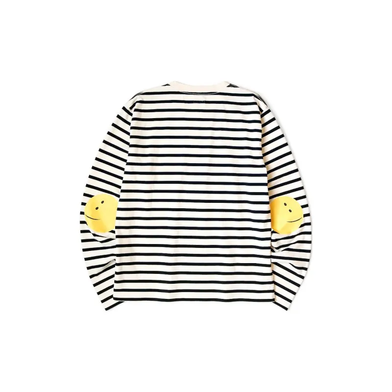 Kapital Stripe Jersey Crew Long Sleeve T Shirt 'Black/Ecru'-1