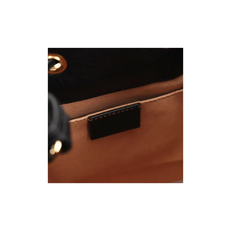 GUCCI Cow Leather Bucket Bags Shoulder Bag Crossbody Bag Handbag Small Size Women's Black-7