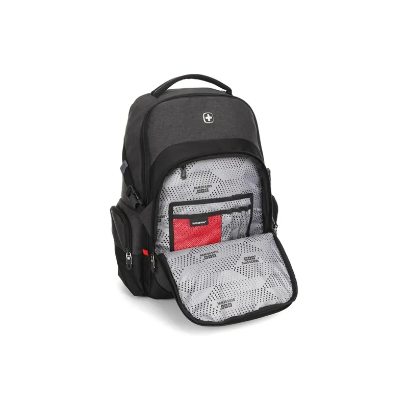 SUISSEWIN Polyester Large Capacity Student Backpack Regular Unisex Black/Gray-3