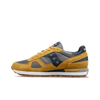 Saucony Shadow Original Cushioning Wear-Resistant Low-Top Training Running Shoes Men's Gray Yellow