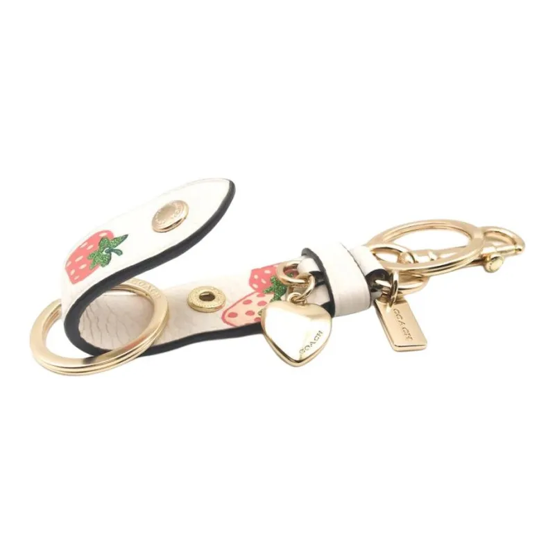 COACH Leather Bag Charm Keychain Bag Accessory Women's White-4