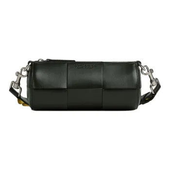 Bottega Veneta Leather One Shoulder Handbag Crossbody Bag Small Size Men's Dark Green > Yellow