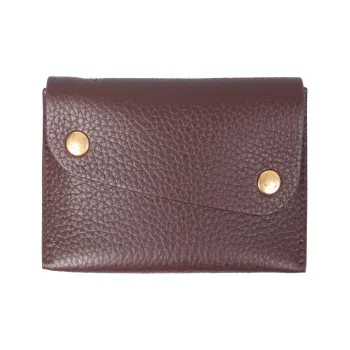 Il Bisonte Leather Card Holder Wallet Women's Brown/Black