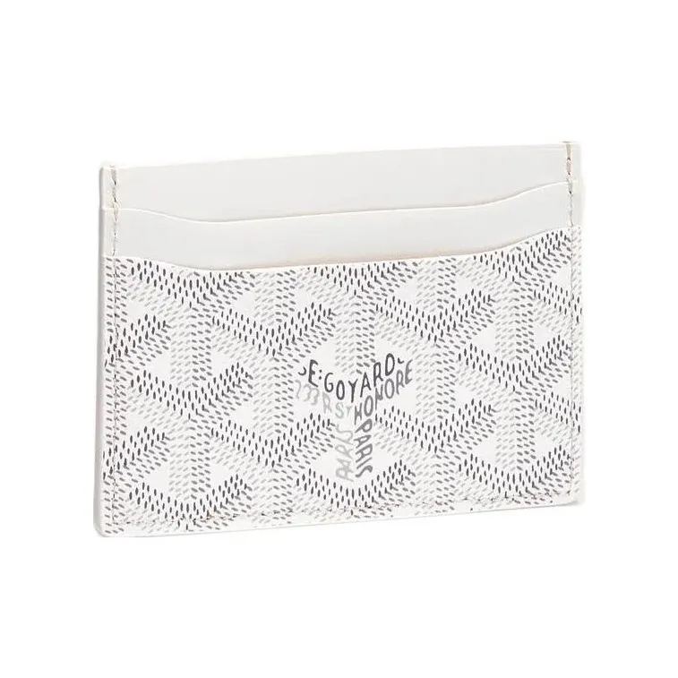GOYARD Saint-Sulpice Canvas With Leather Card Clip Card Holder Unisex White/White/Blue White Stripe-1