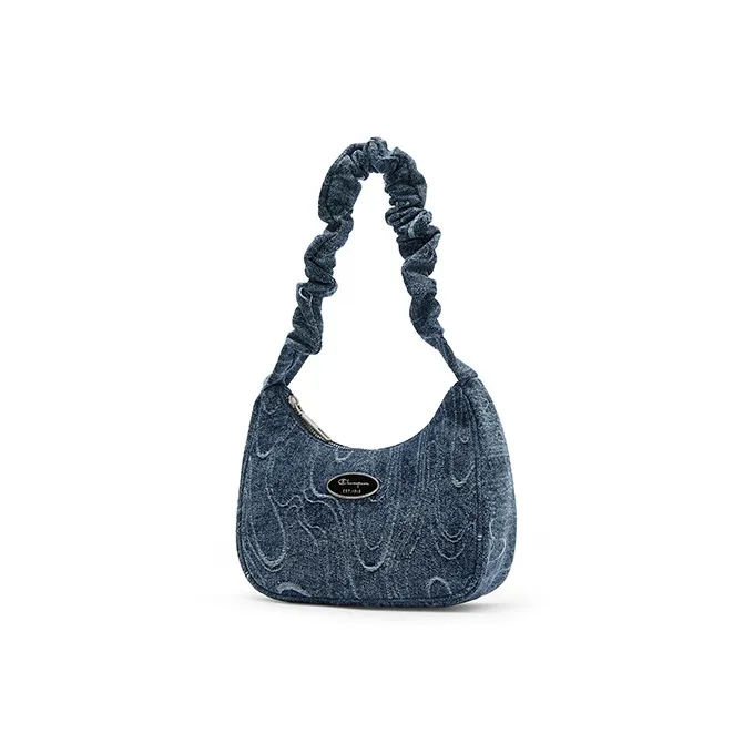 Champion Synthetic Leather Shoulder Bag Small Size Unisex Gray/Ink Blue/Ecru/Blue-15