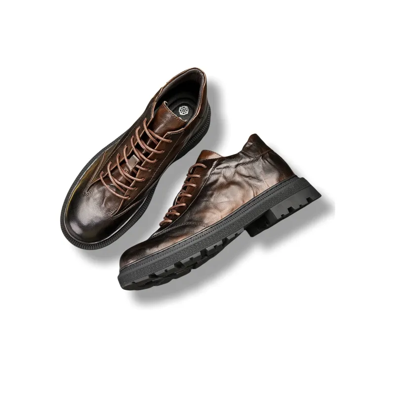 Brounvanm Men's Casual Shoes Men High Top Coffee/Black-3