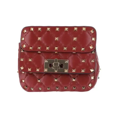 Valentino ROCKSTUD SPIKE Sheepskin Handheld Shoulder Bag Crossbody Bag Mini Women's Red