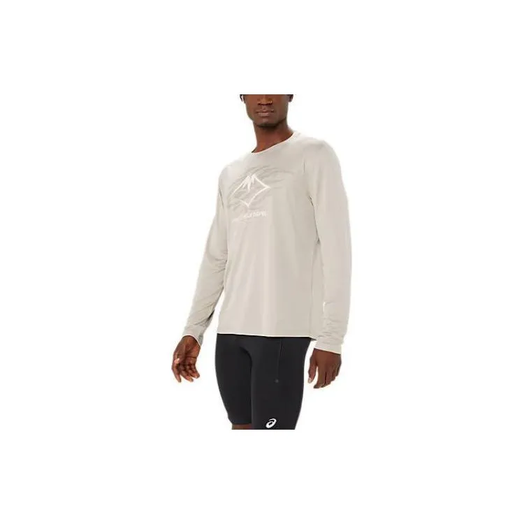 Asics Fujitrail Logo Long Sleeve Top T Shirt Men's Lunar Rock-2