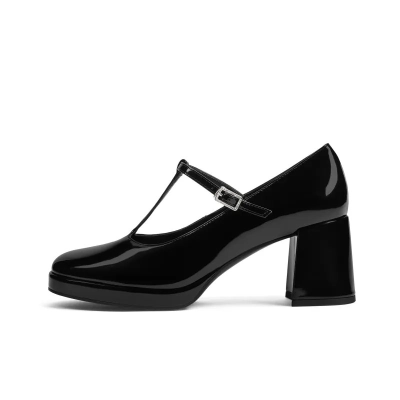 CHARLES&KEITH Small CK Mary Jane High Heels Chunky Heel Women's-0