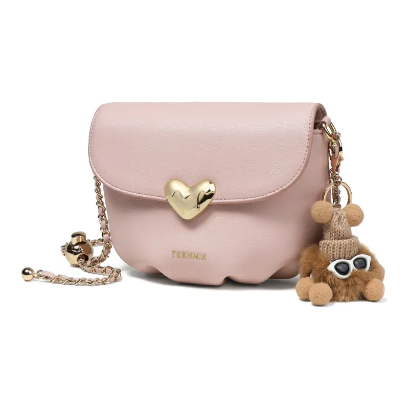 Teenmix Cow Leather Cloud Bag, Shoulder Bag, Crossbody Bag Trumpets Women's Black/Ecru/Pink-15