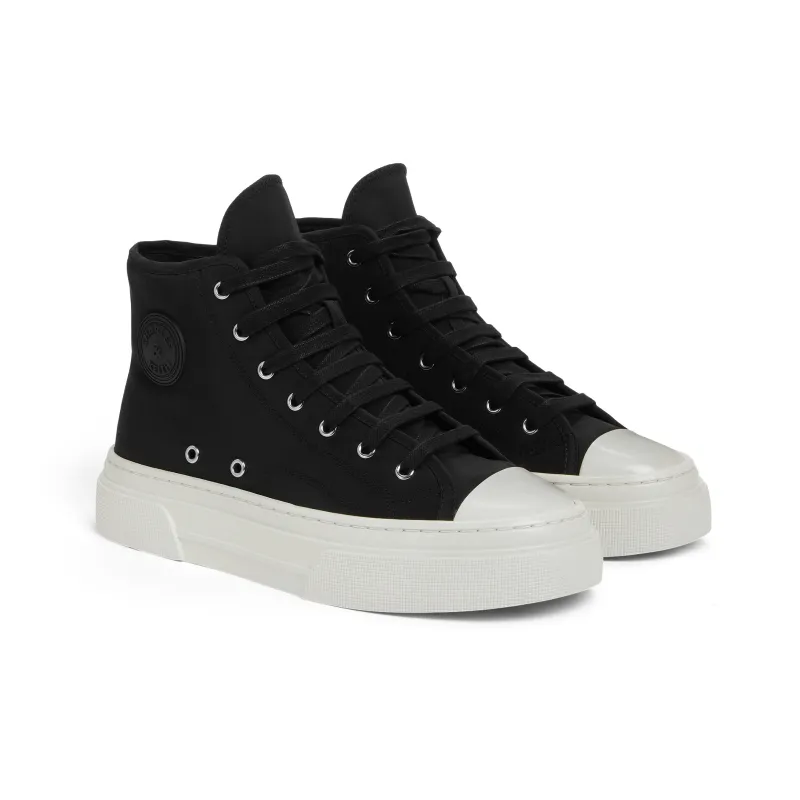 CHARLES&KEITH Small Ck High Top Canvas Shoes 3.5cm Women's Red/BLACK TEXTURED Black Textured-4