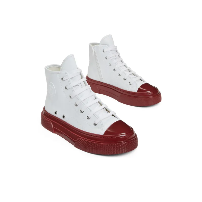 CHARLES&KEITH Small Ck High Top Canvas Shoes 3.5cm Women's Red/BLACK TEXTURED Black Textured-2
