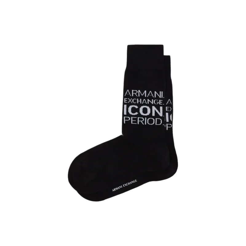 ARMANI EXCHANGE Icon SS24 Mid-Calf Socks Men's 1 Pack Black-0