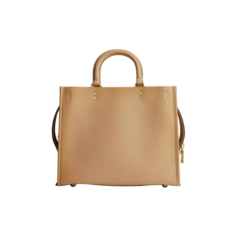 COACH Rogue Leather One Shoulder Handbag Tubas Women's Brass & Beige-2