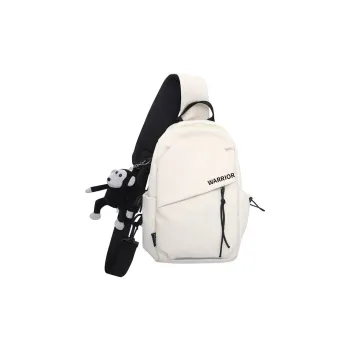 Warrior Nylon Fabric Sling Bag Large Size Unisex Black/White