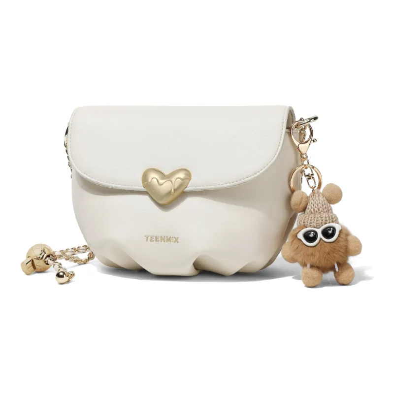 Teenmix Cow Leather Cloud Bag, Shoulder Bag, Crossbody Bag Trumpets Women's Black/Ecru/Pink-7