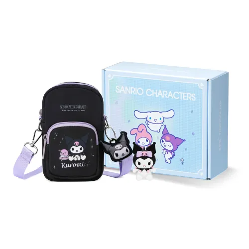 Zgo Sanrio, Kuromi Collection Polyester Cell Phone Pouch, Crossbody Bag, Small Bag Trumpets Women's Black
