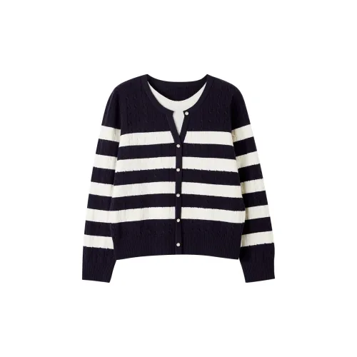 XIANGYING Sweaters Women's Navy Blue