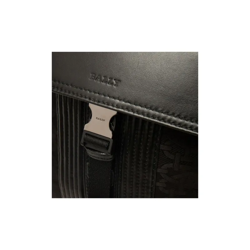 BALLY Fabric With Leather Briefcase Shoulder Bag Crossbody Bag Men's Black-3