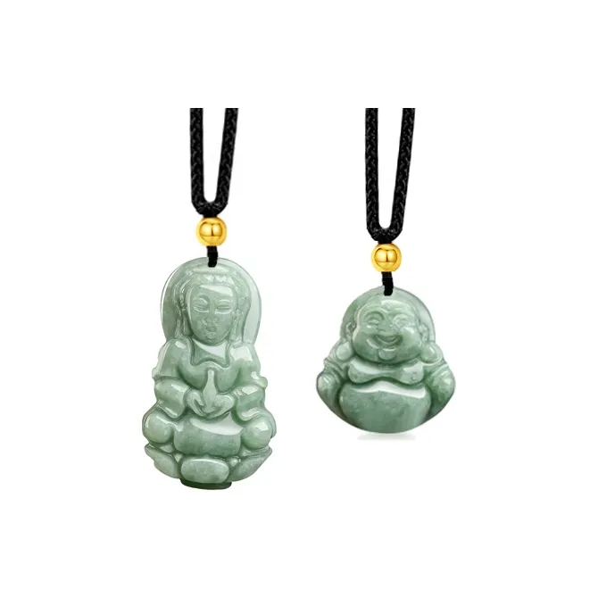 MOONS FAME Bean Type Jadeite Buddha Necklace Unisex-13