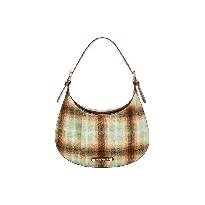 JANE KLAIN Fabric With Synthetic Leather Crescent Bag Shoulder Bag Regular Women's Blue/Brown-0