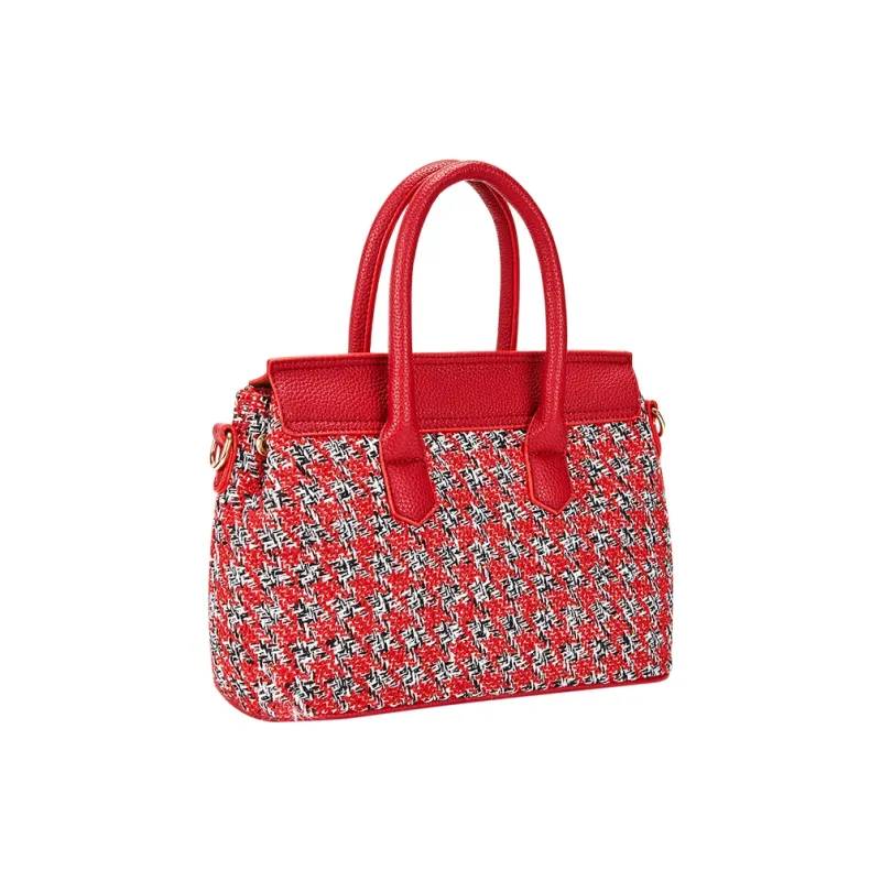 JANE KLAIN Fabric+Synthetic Leather Shoulder Bag Crossbody Bag Handbag Regular Women's Black/Red-7
