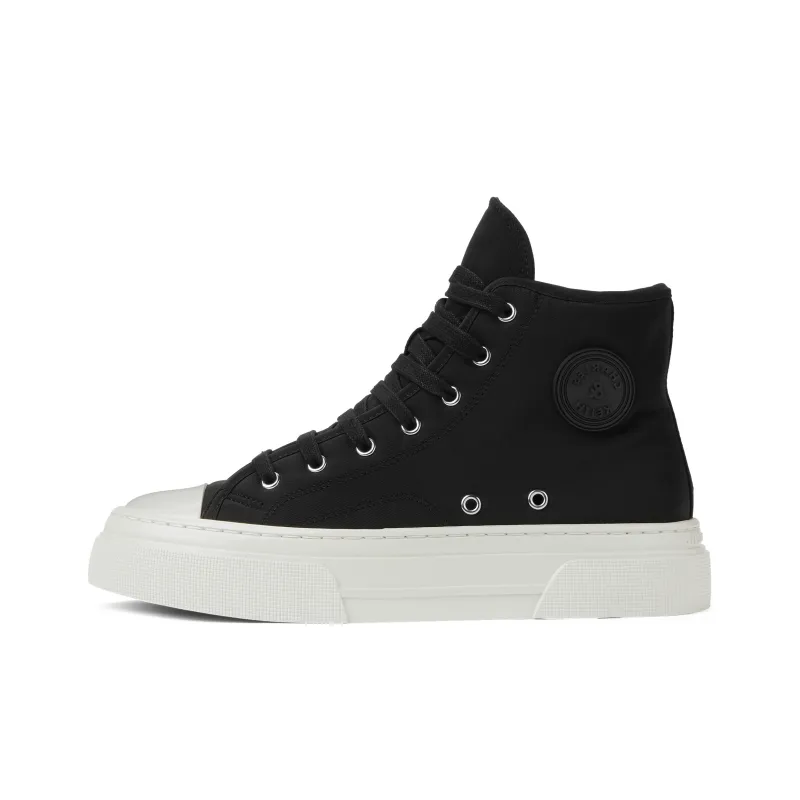 CHARLES&KEITH Small Ck High Top Canvas Shoes 3.5cm Women's Red/BLACK TEXTURED Black Textured-3
