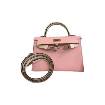 HERMES Mini Kelly Generation 1 Goatskin Kelly Bag Handbags Mini Women's Cherry Blossom Pink With Milkshake White