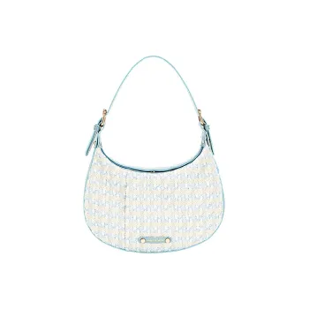 JANE KLAIN Fabric With Synthetic Leather Crescent Bag Shoulder Bag Regular Women's Blue/Brown