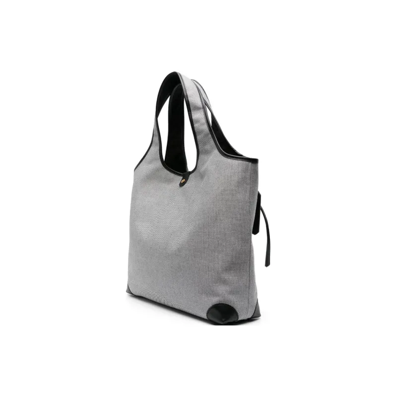 BALMAIN B ARMY Canvas With Leather Canvas Bag, Handbag Women's Gray-1