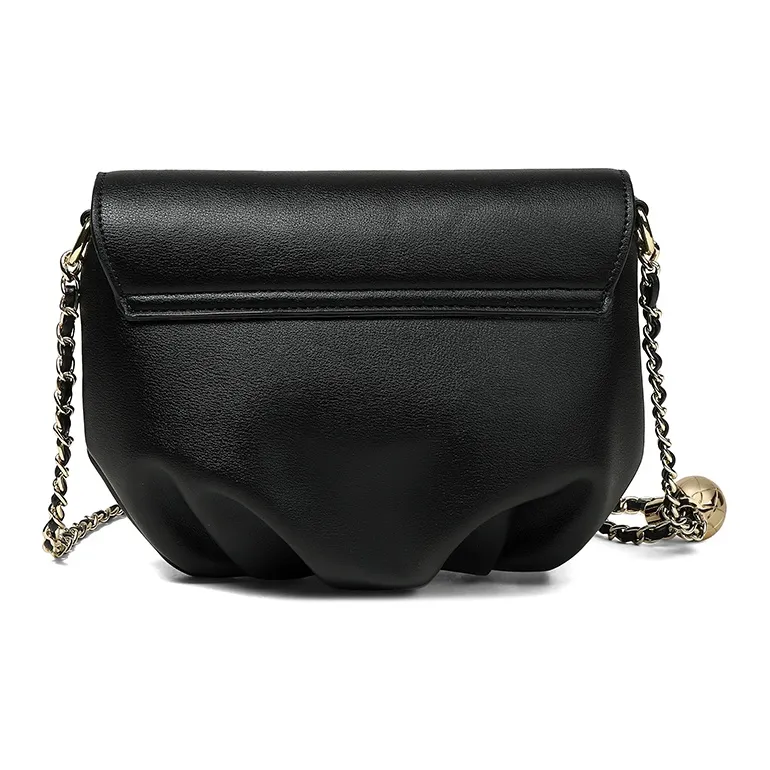 Teenmix Cow Leather Cloud Bag, Shoulder Bag, Crossbody Bag Trumpets Women's Black/Ecru/Pink-3