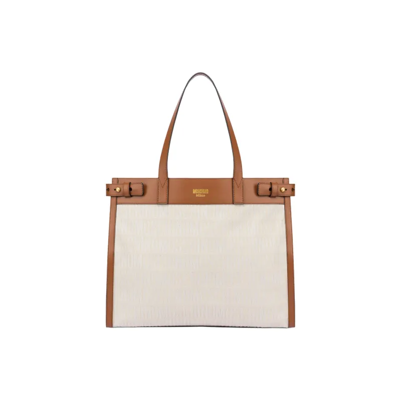 MOSCHINO Cotton Blend With Viscose Tote Bag, Shopping Bag, Shoulder Bag, Handbag Women's Ivory-0