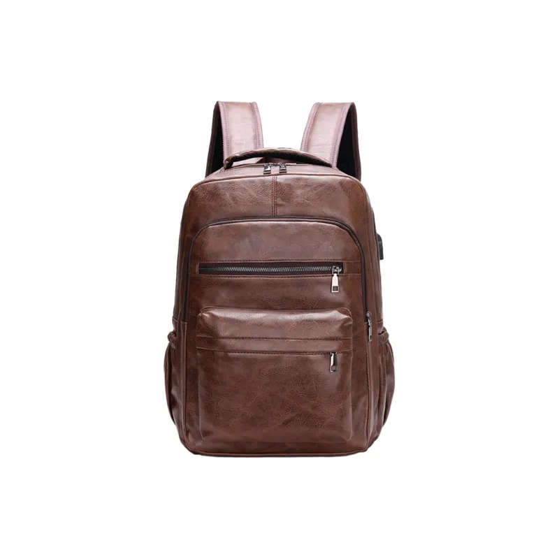 Slazenger PU Backpack Regular Unisex Black/Dark Brown/Light Brown-4