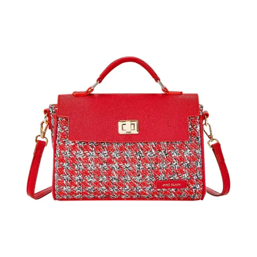 JANE KLAIN Synthetic Leather + Fabric Handbag Crossbody Bag Regular Women's Black/Red