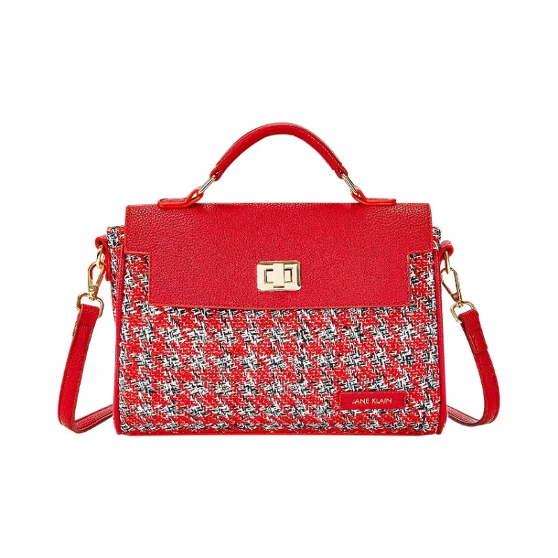 JANE KLAIN Synthetic Leather+Fabric One Shoulder Handbag Regular Women's Black/Red-0